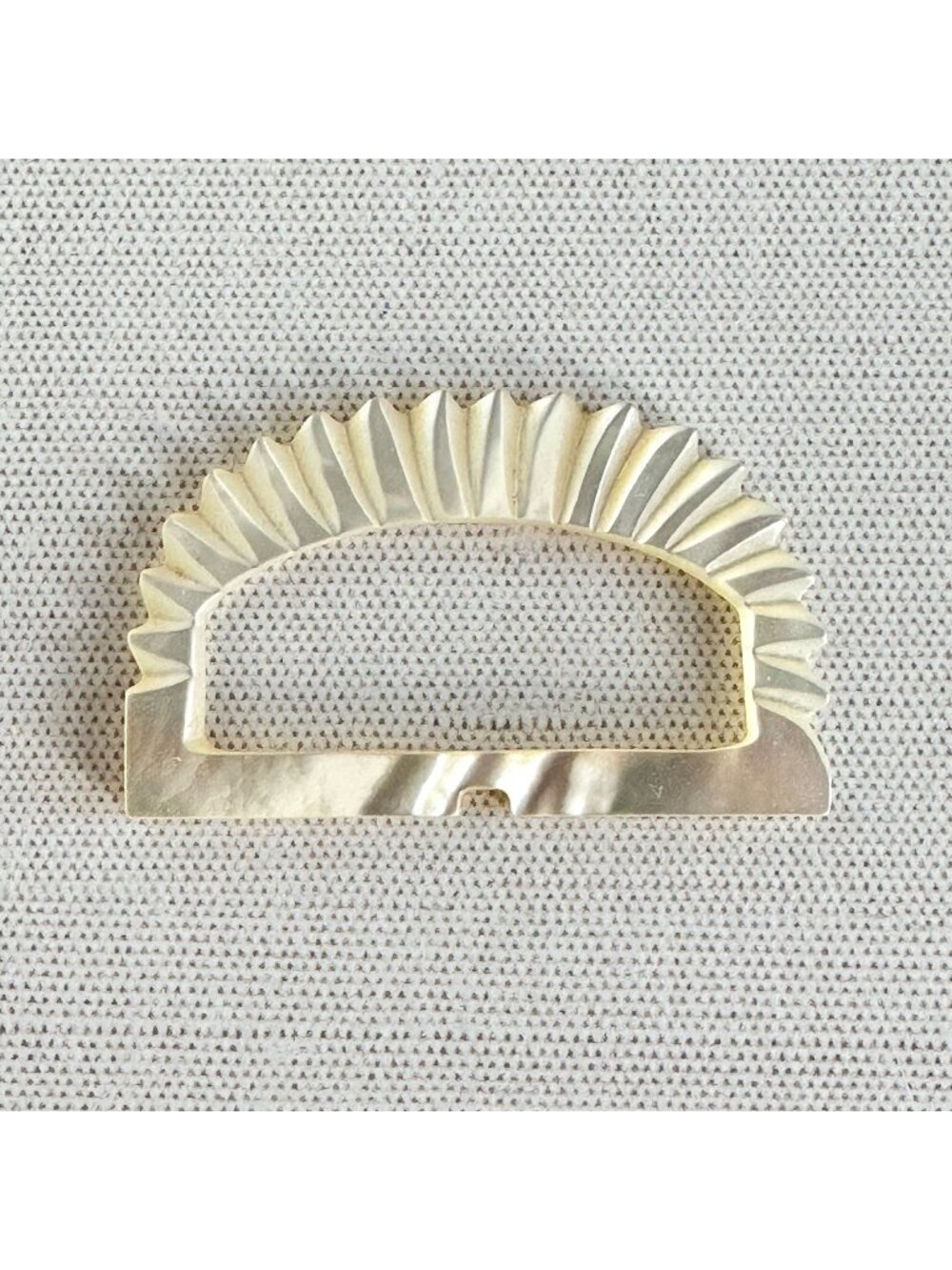 Art Deco Carved Mother of Pearl Belt Buckle Sunburst Fan Shell